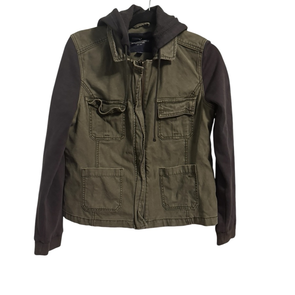 AE Olive Green Hooded Jacket